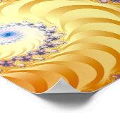 黄カラフル色らせん状マンデルブロー ポスター (角)