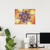 黄カラフル色らせん状マンデルブロー ポスター (ホームオフィス)