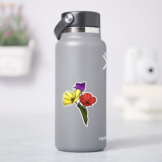 黄カラフル色、紫、赤のチューリップ シール (HydroFlask)