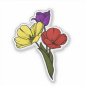 黄カラフル色、紫、赤のチューリップ シール (正面)