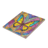 黄カラフル蝶の美しいモザイク タイル (側面)