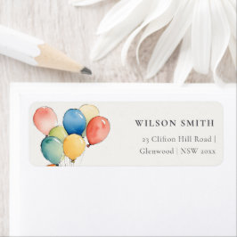 黄カラフル赤緑色風船キッズアドレス ラベル