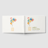 黄カラフル赤緑色風船子供の誕生日 ゲストブック (全面)