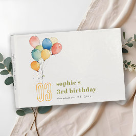 黄カラフル赤緑色風船子供の誕生日 ゲストブック