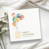 黄カラフル赤緑色風船子供の誕生日 スタンダードカクテルナプキン