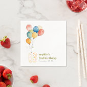 黄カラフル赤緑色風船子供の誕生日 スタンダードカクテルナプキン (インサイチュ)