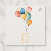 黄カラフル赤緑色風船子供の誕生日 フェイバータグ (裏面)