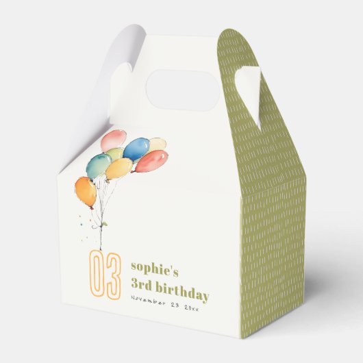 黄カラフル赤緑色風船子供の誕生日 フェイバーボックス (裏面サイド)