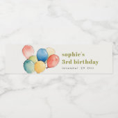 黄カラフル赤緑色風船子供の誕生日 ペットボトルラベル (シングルラベル)