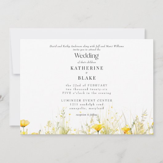 黄カラフル野結婚花III 招待状 (正面)