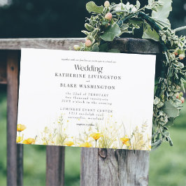 黄カラフル野花結婚親 招待状