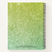黄ガーリー緑のグラデーショングリッターモノグラム名 ノートブック (裏面)