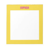 黄ガーリー色とホットピンクの名前 ノートパッド (正面)