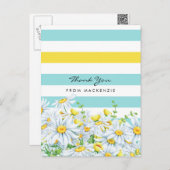 黄ガーリー色ストライプデイジーあり ポストカード (正面/裏面)