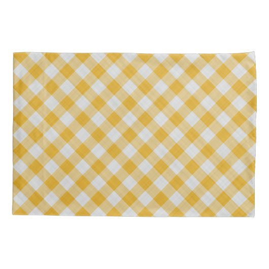 黄ギンガムの格子市松模様に模様 枕カバー (裏面)
