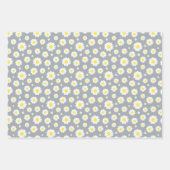 黄クラシック白デイジー花柄 ラッピングペーパーシート (正面2)
