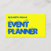 黄クール色と青のグランジタイポグラフィビジネスCa 名刺 (正面)