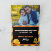 黄クール色|黒建築4歳の誕生日フォト カード (内部)