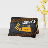 黄クール色|黒建築4歳の誕生日フォト カード (黄色い花)