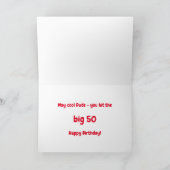 黄クール輪ダックおもしろい50誕生日 カード (内部)