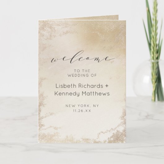 黄グラデーション色金ゴールドすり付き結婚箔式 プログラム (正面)