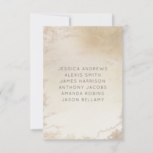 黄グラデーション色金ゴールドすり結婚すみ付きテーブル番号 招待状 (裏面)