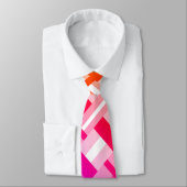 黄グラデーション色、オレンジ、ピンク、紫の格子模様 ネクタイ (タイ)