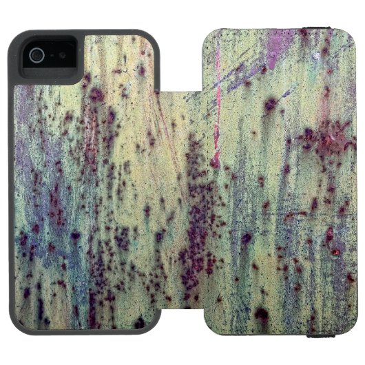 黄グランジ色およびマゼンタ錆び付き金属パターン INCIPIO iPhoneウォレットケース (フォリオ Open)