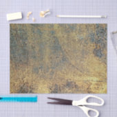 黄グランジ色と青の錆びたメタルパターン 薄葉紙 (クラフト)