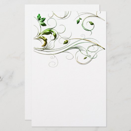 黄グリーンつる植物 便箋 (正面/裏面)