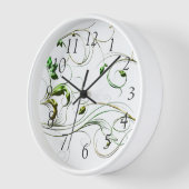 黄グリーンつる植物 壁時計 (傾斜)