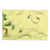 黄グリーンつる植物 枕カバー (裏面-左)