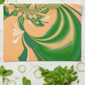 黄グリーンデザイン。 キッチンタオル (折り畳み)