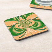 黄グリーンデザイン。 コースター (左側)