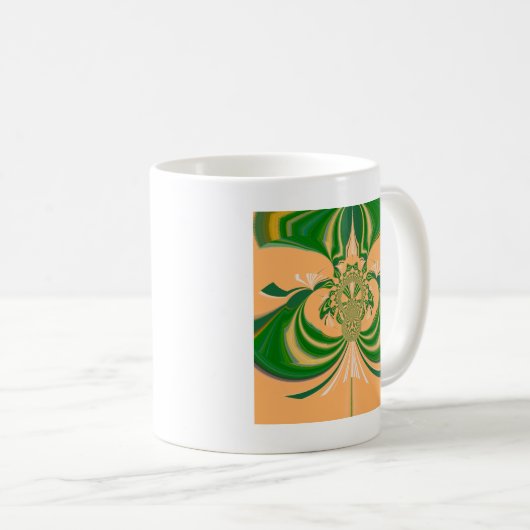 黄グリーンデザイン。 コーヒーマグカップ (正面右)