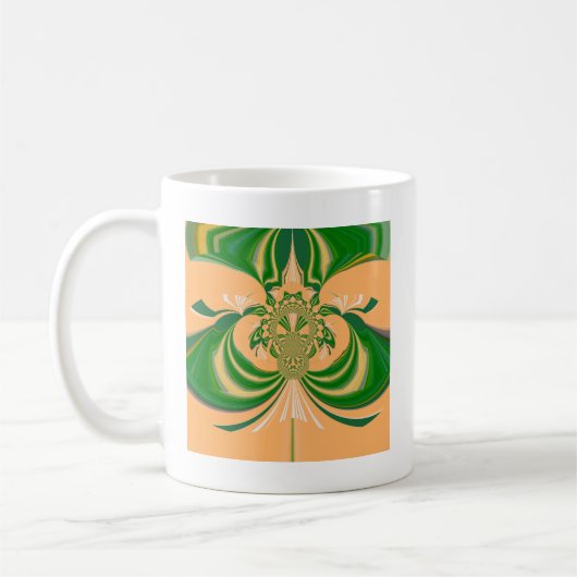 黄グリーンデザイン。 コーヒーマグカップ (左)