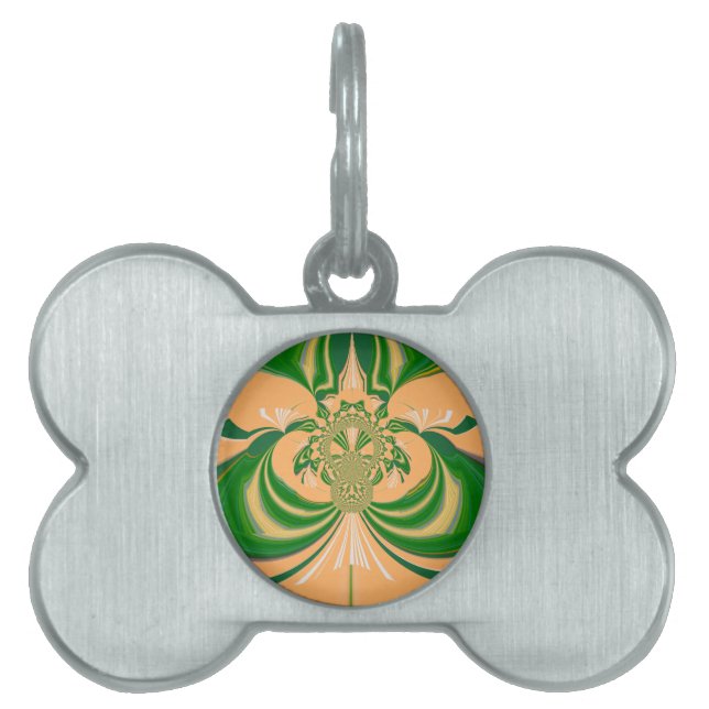 黄グリーンデザイン。 ペットネームタグ (正面)