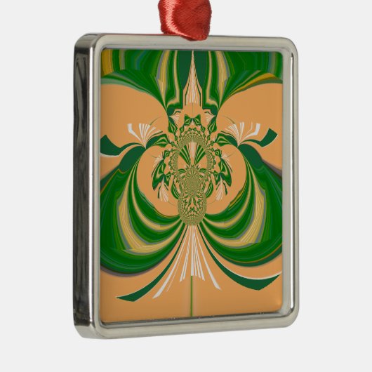 黄グリーンデザイン。 メタルオーナメント (右)
