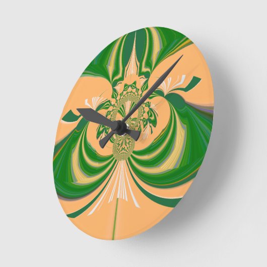 黄グリーンデザイン。 ラウンド壁時計 (傾斜)