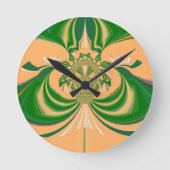 黄グリーンデザイン。 ラウンド壁時計 (正面)