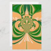 黄グリーンデザイン。 便箋 (正面/裏面)