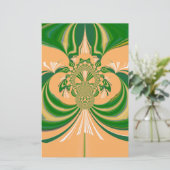 黄グリーンデザイン。 便箋 (スタンド正面)
