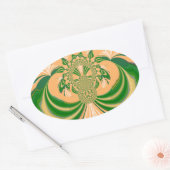 黄グリーンデザイン。 楕円形シール (封筒)