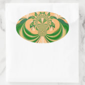 黄グリーンデザイン。 楕円形シール (バッグ)