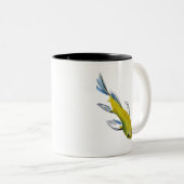 黄コイ日本の鯉の水彩画魚 ツートーンマグカップ (正面右)