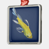 黄コイ日本の鯉の水彩画魚 メタルオーナメント (左)