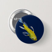 黄コイ日本の鯉の水彩画魚 缶バッジ (正面&裏面)
