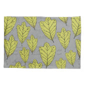 黄コンテンポラリー色オーク葉材パターンのコラージュ 枕カバー (裏面)