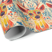 黄サイケデリック赤色デヤ模様 ラッピングペーパー (ロールコーナー)