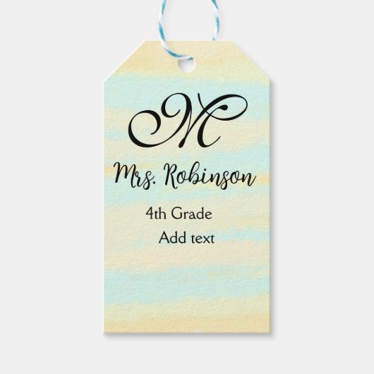 黄シンプル色水彩先生鑑賞法 ギフトタグ (正面)